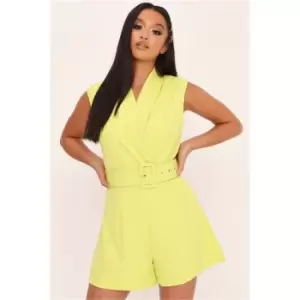 Image of I Saw It First Lime Green Belted Playsuit - Green