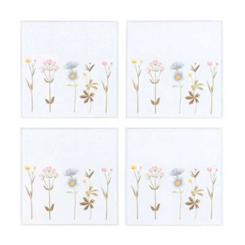 Image of Something Different Something Different Glass Floral Coasters (Pack of 4) in White White One Size Unisex 5063652152126