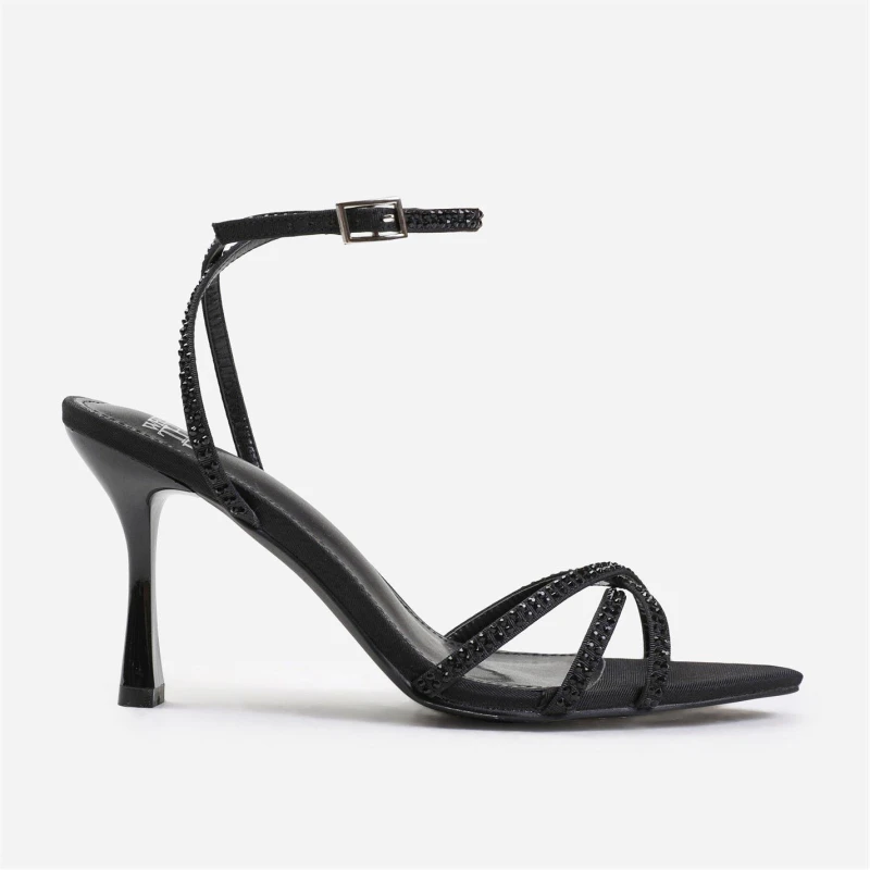 Image of Where's That From 'Audra' Wide Fit Cross Over Strap With Gem Detailing Heels Black
