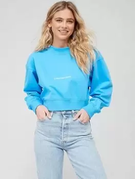 Image of Calvin Klein Jeans Institutional Mock Neck Sweatshirt - Blue