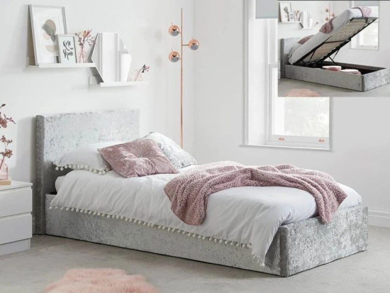 Image of Birlea Berlin 3ft Single Steel Crushed Velvet Glitz Fabric Ottoman Bed Frame