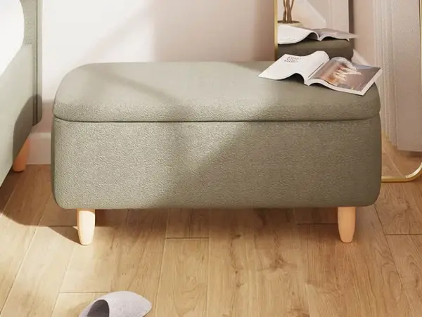 Image of GFW Florence Mushroom Boucle Fabric Ottoman Storage Bench