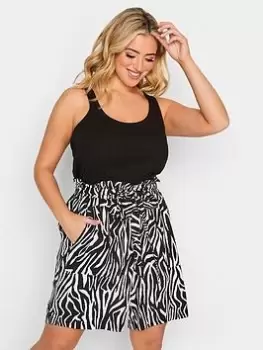 Image of Yours Paperbag Waist Short Zebra, Black, Size 20, Women