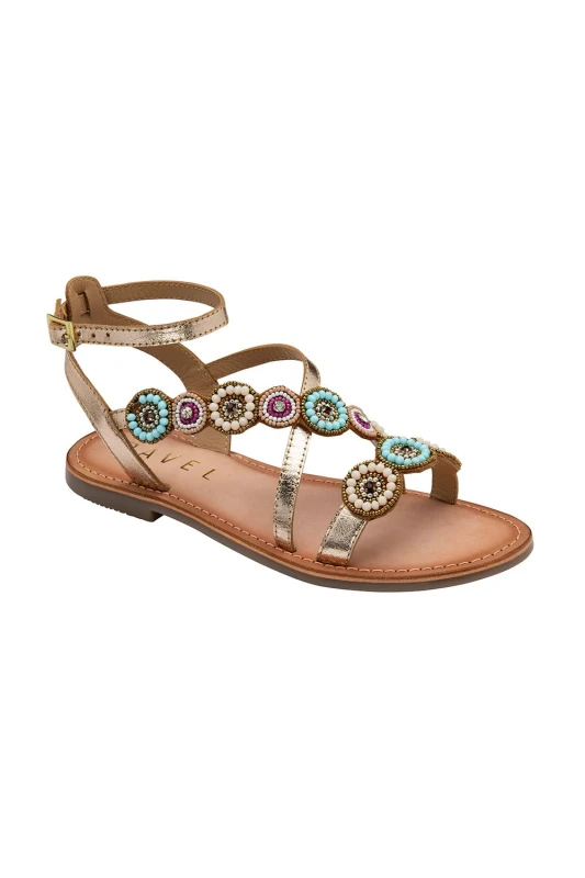 Image of Ravel Womens Gold Leather 'Alford' Flat Sandals Size: 8 Gold Female 8