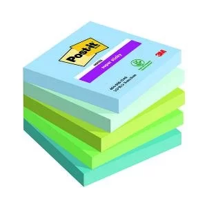Image of Post-it Super Sticky Oasis Colour 76x76mm 90 Sheet Pack of 5