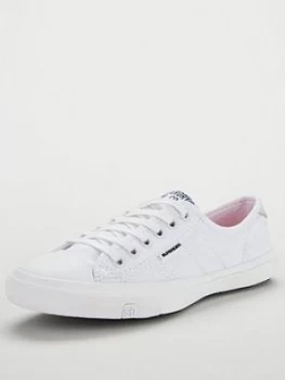 Image of Superdry Low Pro Sneaker Plimsoll - White, Optic White, Size 5, Women