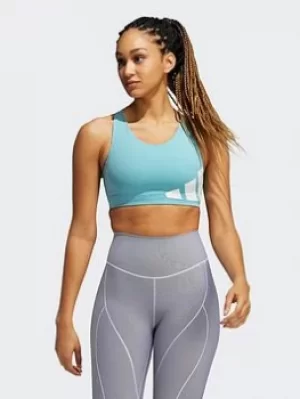 Image of adidas Ultimate High-support Logo Bra, Green/White Size M Women