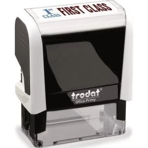 Image of Trodat Printy 4912 46mm x 18mm Self Inking Word Stamp RedBlue First