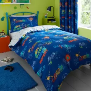 Image of Bedlam Kids Game Glow In The Dark Print Reversible Duvet Cover Set, Multi, Double
