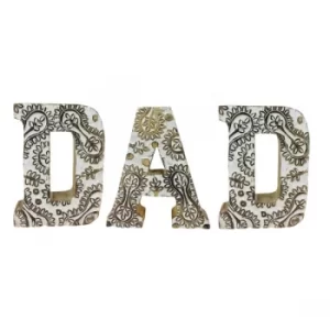 Image of Hand Carved Wooden White Flower Letters Dad