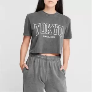 Image of Fabric City Crop T Shirt Ladies - Grey