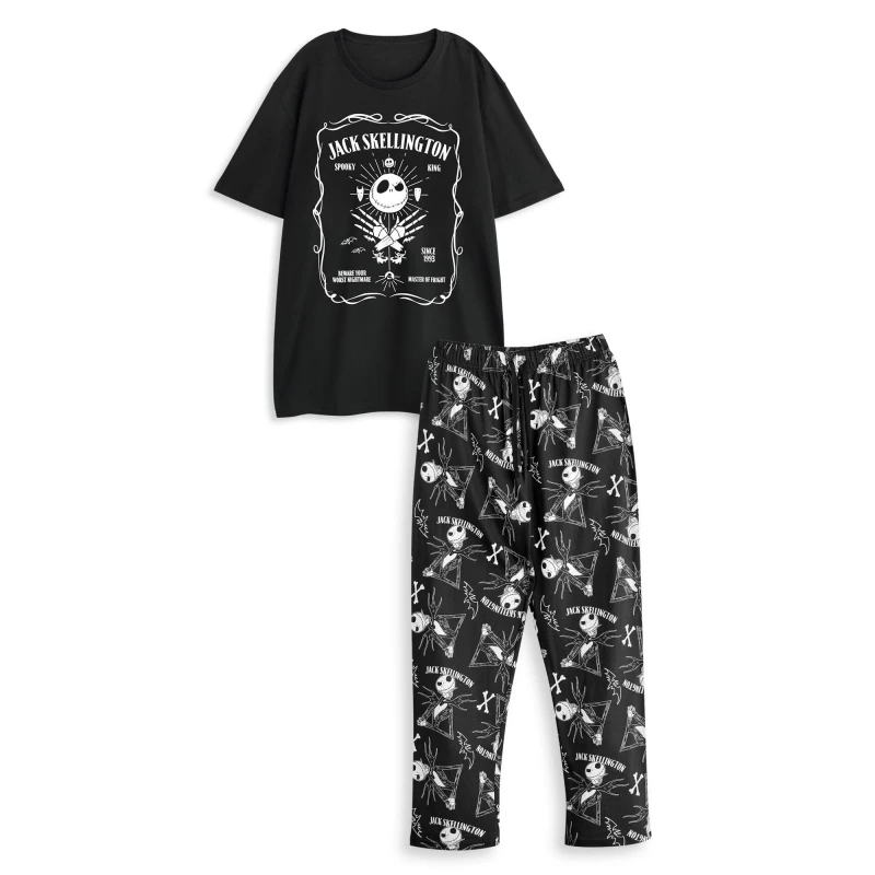 Image of Disney Men Short Sleeve Long Leg Pyjama Set in Black Size: Small Black S Male 5063203281671