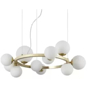 Image of Ideal Lux Perlage 11 Light Round Globe Pendant Ceiling Light Brass