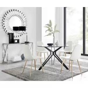 Image of Furniture Box Cascina Dining Table and 4 White Corona Gold Leg Chairs