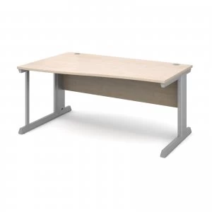 Image of Vivo Left Hand Wave Desk 1600mm - Silver Frame Maple Top