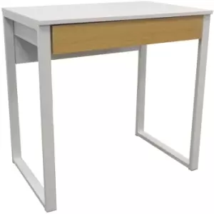 Image of Watsons - loop - Compact Office Workstation / Computer Desk / Dressing Table - White / Oak - White / Oak