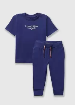 Image of Tommy Hilfiger Kids Blue Sweatpants Set In Pilot Blue