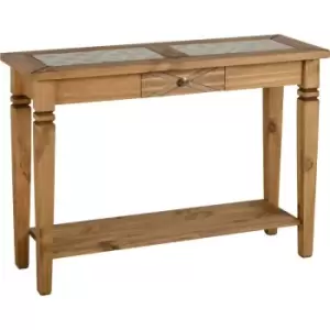 Image of Seconique Salvador Ceramic Tile Top Solid Pine Console Table