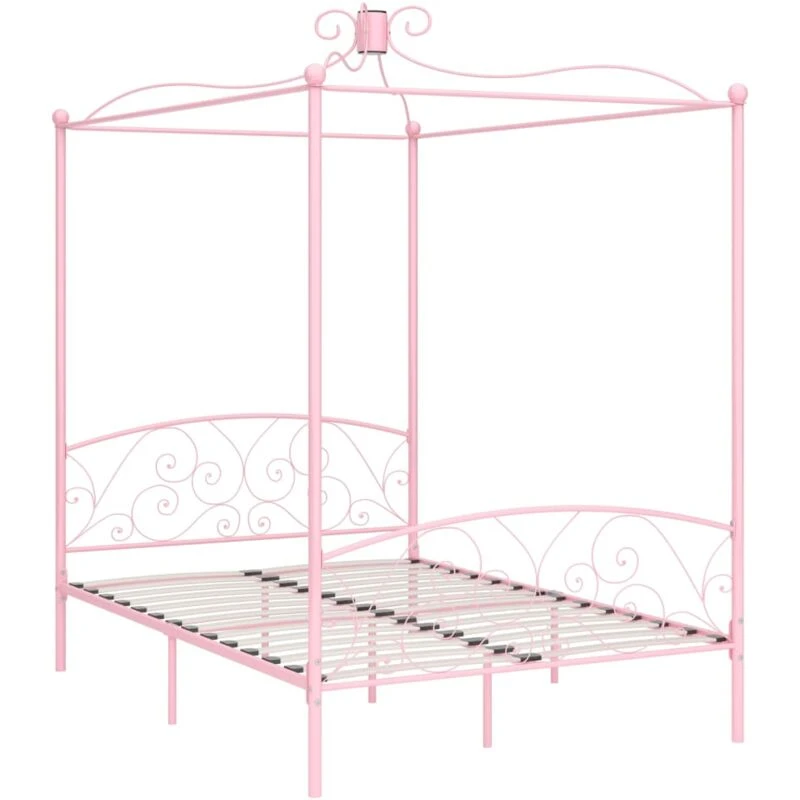 Image of VIDAXL 284489 Canopy Bed Frame without Mattress Pink Metal 140x200cm Vidaxl 8719883791838