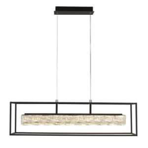 Image of Elevator LED Crystal Pendant, Matt Black Frame Dimmable 3000K