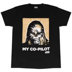 Image of Star Wars Mens My Co-Pilot Chewbacca T-Shirt (S) (Black)