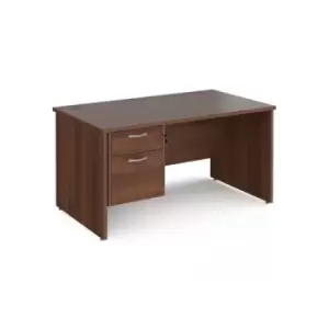 Image of Office Desk Rectangular Desk 1400mm With Pedestal Walnut Top And Panel End Leg 800mm Depth Maestro 25 MP14P2W