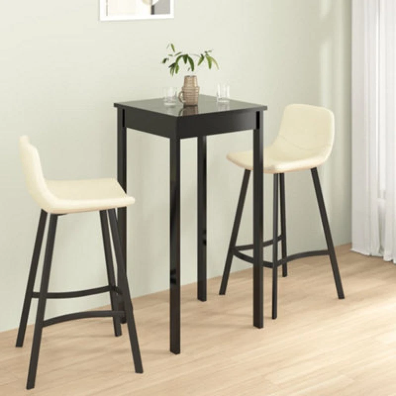 Image of vidaXL Bar Table MDF Black 55x55x107cm Home Kitchen Breakfast Furniture Desk