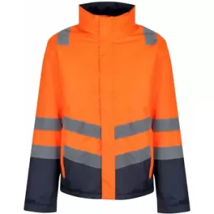 Image of Regatta Mens Hi-Vis Waterproof Jacket (M) (Orange/Navy) - Orange/Navy