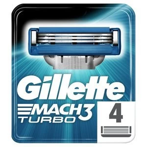 Image of Gillette MACH3 Turbo Mens Razor Blades 4 Refills