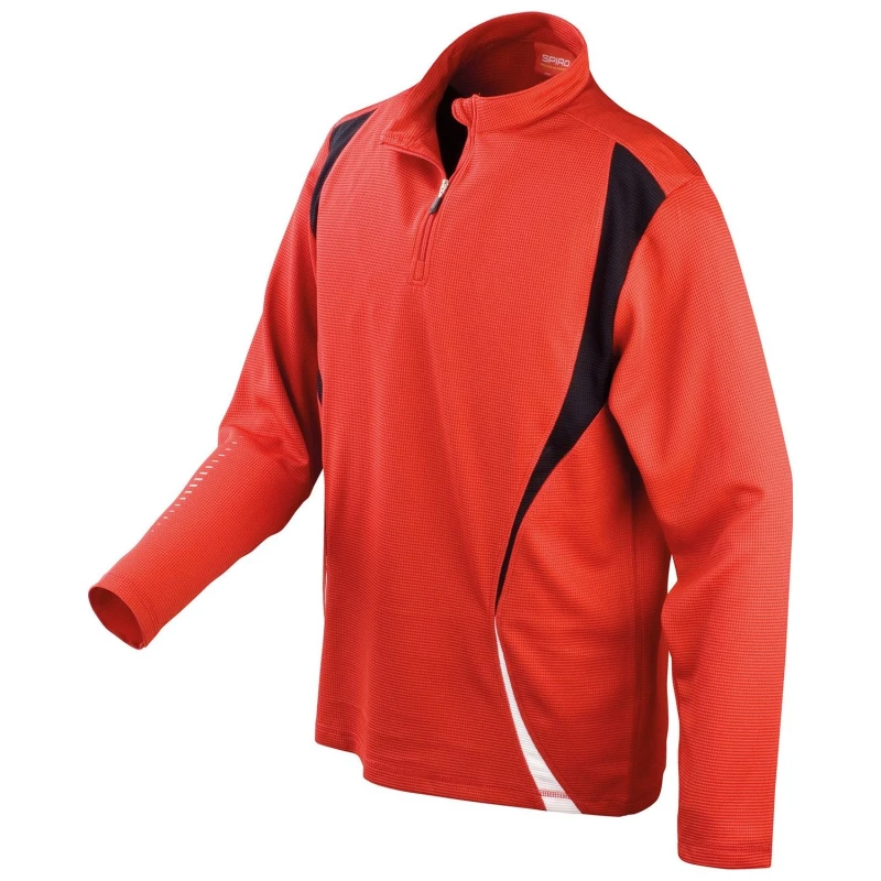 Image of Spiro Mens Trial Zip Neck Training Top in Red Size: XS Red Male XS