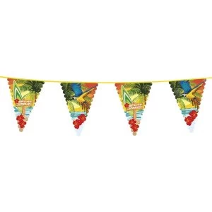 Image of Triangular Beach Hawaiian Flower Party Flag Decoration