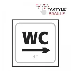 Image of WC Arrow Right&rsquo; Sign; Self Adhesive Taktyle; White 150mm x