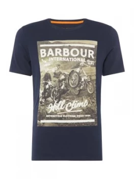 Image of Mens Barbour Hill Climb Print T Shirt Blue