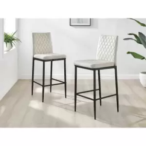 Image of Furniture Box 2X Milan Kitchen Bar Stools Cream Velvet Black Legs