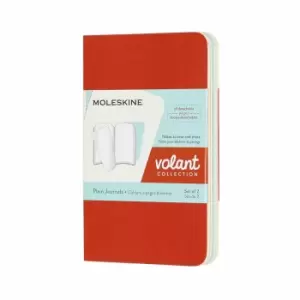 Image of Moleskine Volant Notebook XS Plain Pack of 2 Coral/Aqua, Coral