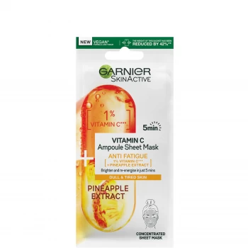Image of Garnier SkinActive Anti Fatigue Ampoule Sheet Mask - Pineapple and 1% Vitamin C 15g