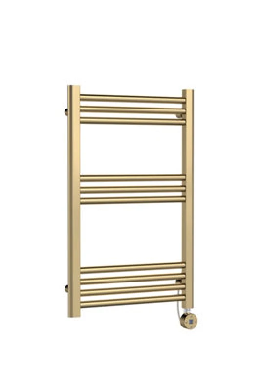 Image of Balterley Round Tube Towel Rail with 10 Bars, 800 x 500mm - Brushed Brass in Metallics Metallics Unisex