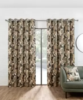 Image of Geometrica Retro Eyelet Curtains Fully Lined