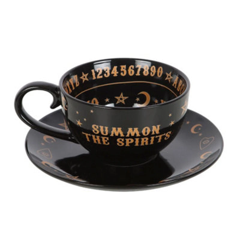 Image of Something Different Something Different Talking Board Teacup & Saucer Set in Black One Size Unisex 5063652565650