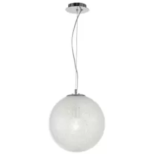 Image of Cranbrook 30cm Globe Pendant Ceiling Light Clear Glass Inside Chrome Aluminium LED E27 - Merano