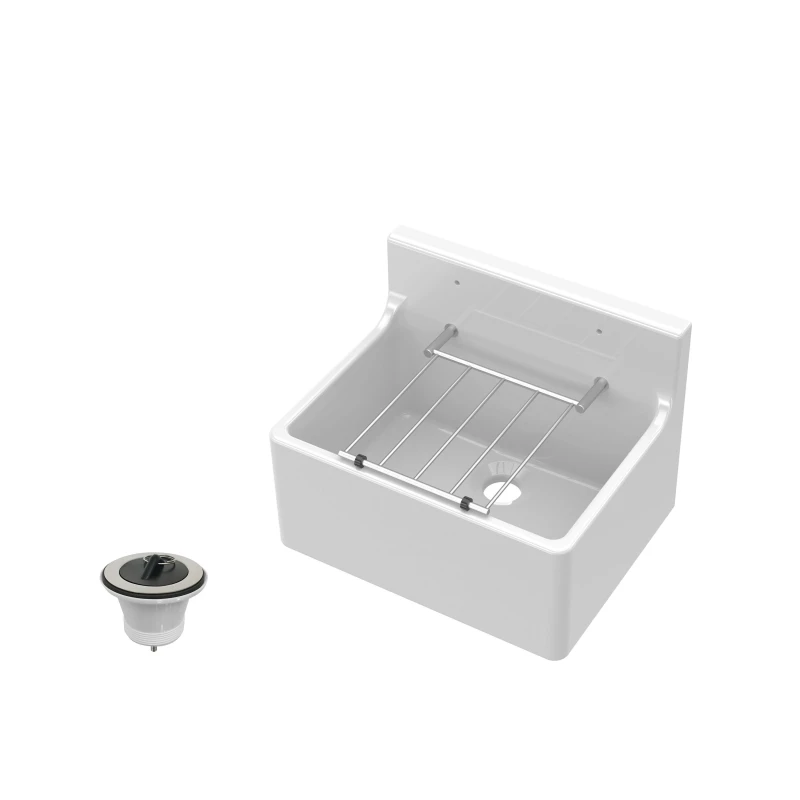 Image of Balterley Traditional Fireclay Cleaner Kitchen Sink with Waste - 515mm in White White Unisex