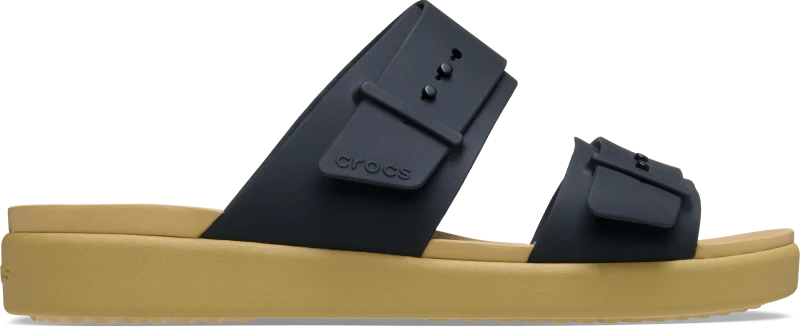 Image of Crocs Women Brooklyn Buckle Low Low Sandals Black / Tan 6