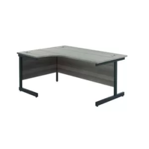 Image of Jemini Radial Left Hand Single Upright Cantilever Desk 1800x1200x730mm Grey Oak/Black KF819783