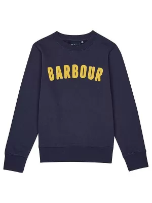Image of Barbour Boys' Prep Logo Crew Neck Sweatshirt - Navy - M (8-9 Years)