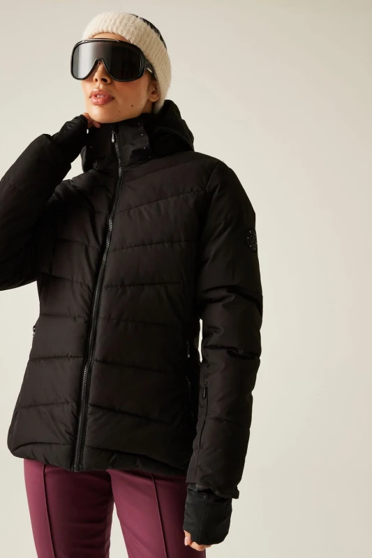 Image of Dare 2b Womens Glacial Waterproof Insulated Padded Ski Jacket in Jet Black Size: 20 Jet Black Female 20