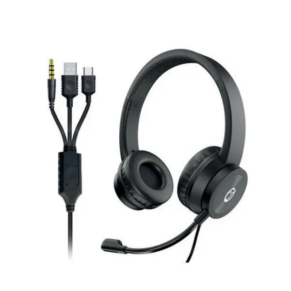 Image of Connekt Gear Connekt Gear Wired Overhead Headset with Boom Microphone USB-A/USB-C 3.5mm Jack TRRS 24-1532 24-1532