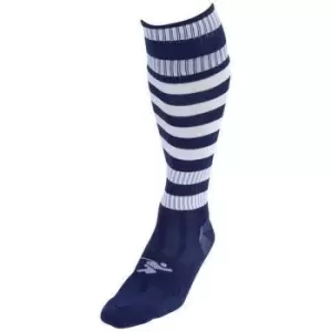 Image of Precision Childrens/Kids Pro Hooped Football Socks (12 UK Child-2 UK) (Navy/White)