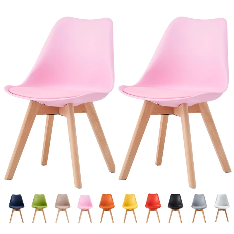 Image of MCC DIRECT Set of 2 Dining Chairs Designer Side Chairs Wooden Home Office Commercial eva pink EA0216