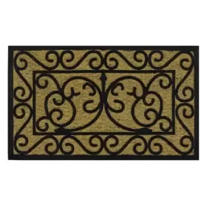 Image of JVL 45x75cm Woven Coir Tuffscrape Doormat - Scroll