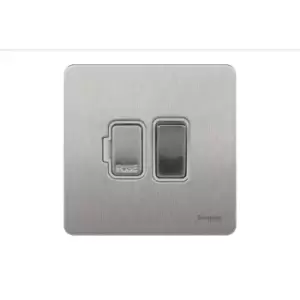 Image of Schneider Electric Ultimate Screwless Flat Plate - Switched Fused Connection Unit, Double Pole, 13A, GU5410WSS, Stainless Steel with White Insert
